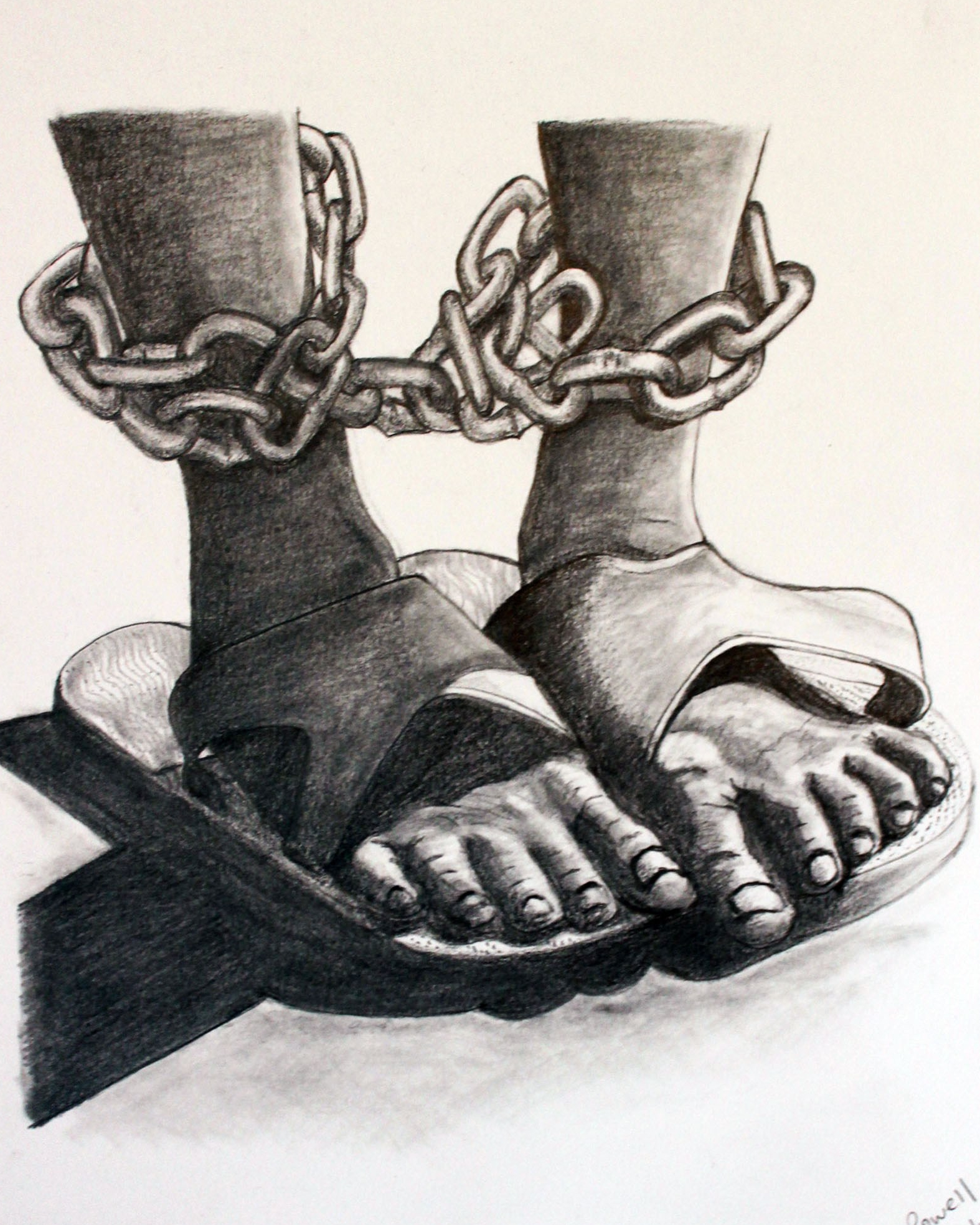 slavery, child slavery, prisoner, chains, adult flipflops