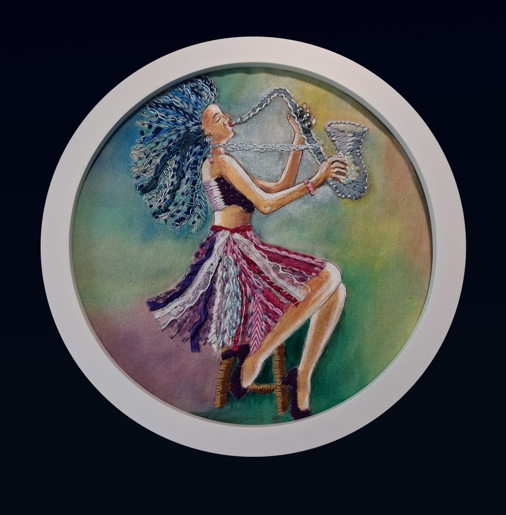 This image is a reworking of an oil painting used as a cover of a poetry book, Power Player